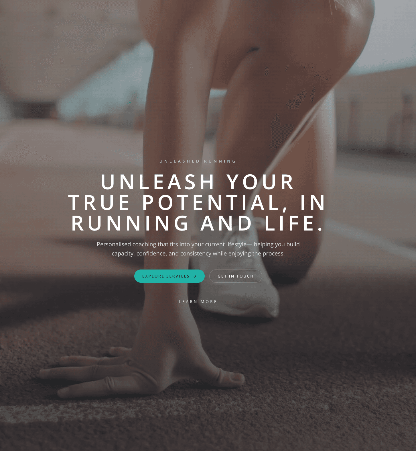 Unleashed Running website homepage